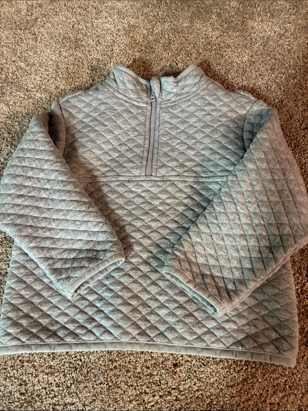 Wondernation Quilted Light Gray Half-Zip Pullover Sweatshirt Size 3T - Picture 2 of 8